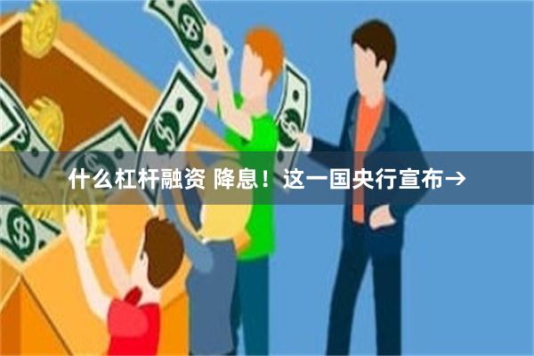 什么杠杆融资 降息！这一国央行宣布→